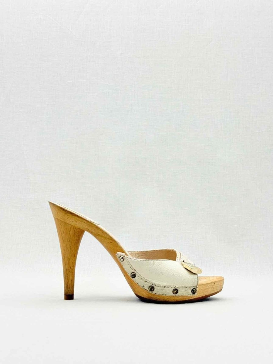 Pre - loved DIOR Lock Cream Size EU 37 Mules at Reems Closet