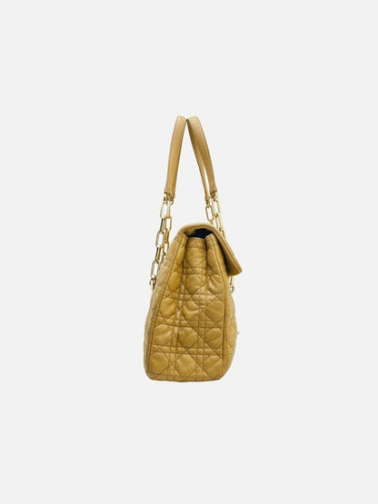 Pre - loved DIOR Lock Flap Beige Cannage Satchel at Reems Closet