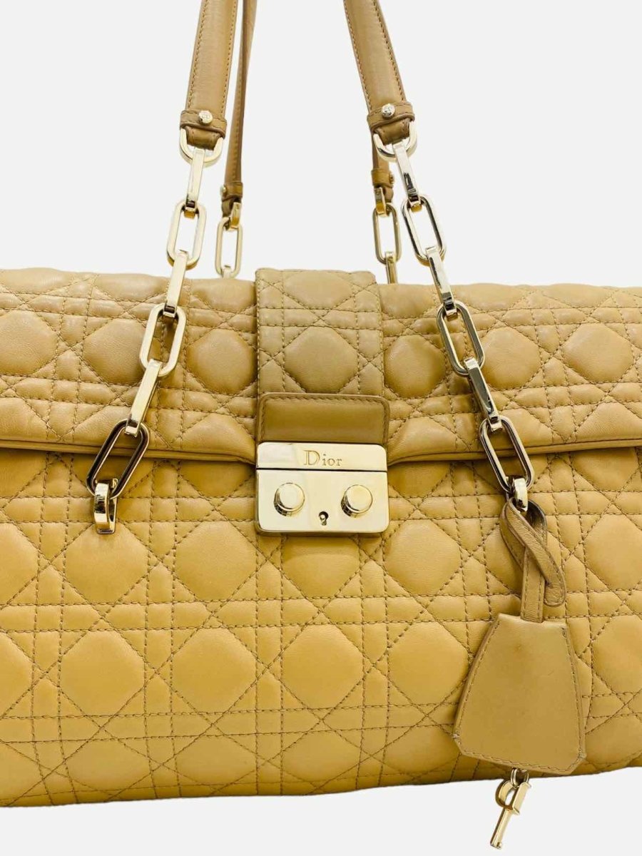 Pre - loved DIOR Lock Flap Beige Cannage Satchel at Reems Closet