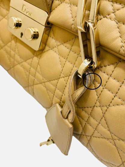 Pre - loved DIOR Lock Flap Beige Cannage Satchel at Reems Closet