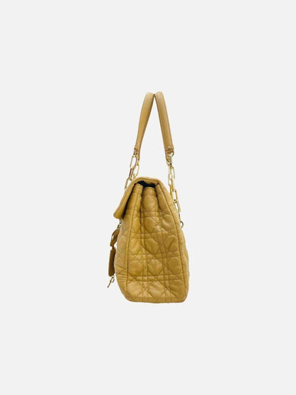 Pre - loved DIOR Lock Flap Beige Cannage Satchel at Reems Closet