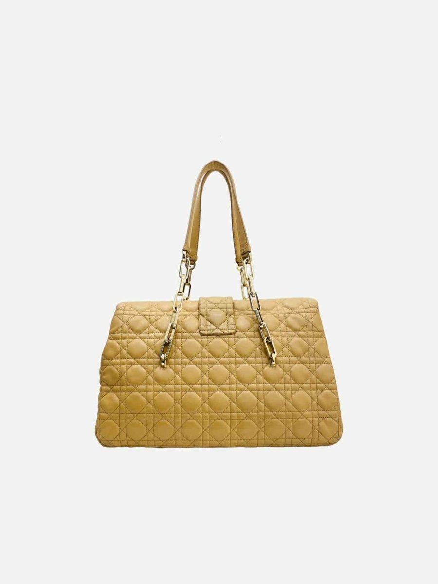 Pre - loved DIOR Lock Flap Beige Cannage Satchel at Reems Closet