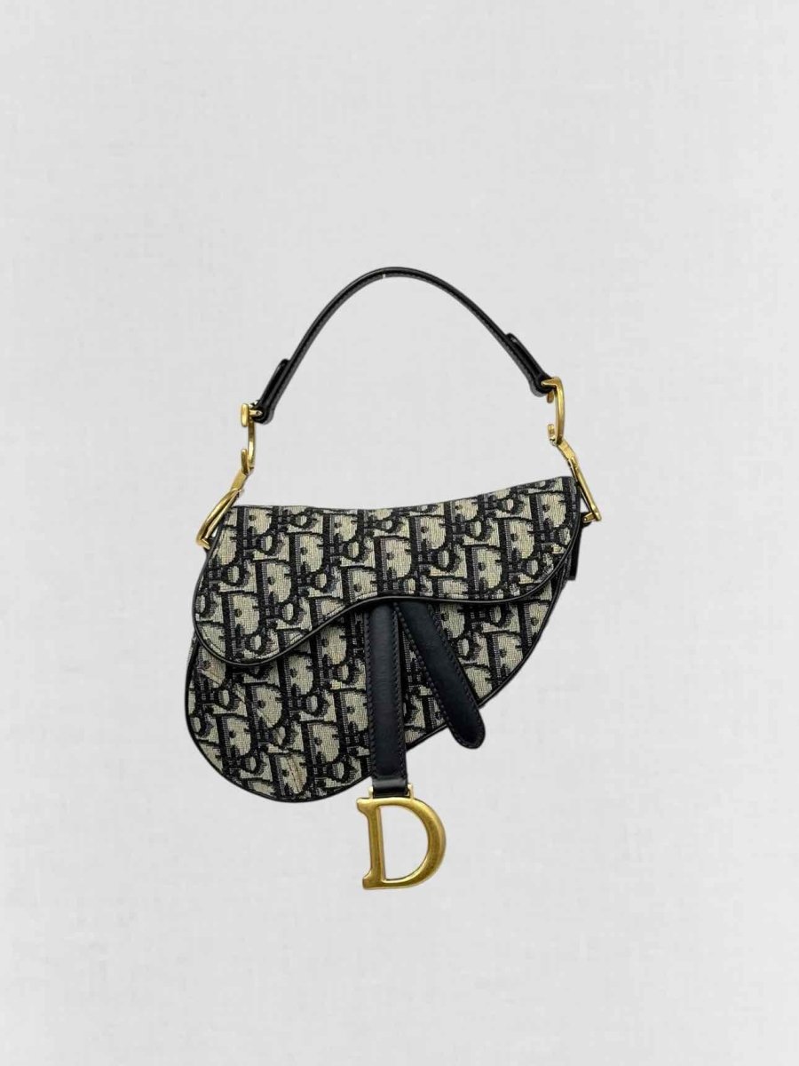 Pre - loved DIOR Navy Blue Oblique Saddle Bag at Reems Closet