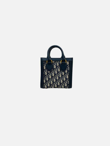 Pre - loved DIOR Oblique Book Navy Blue Top Handle at Reems Closet