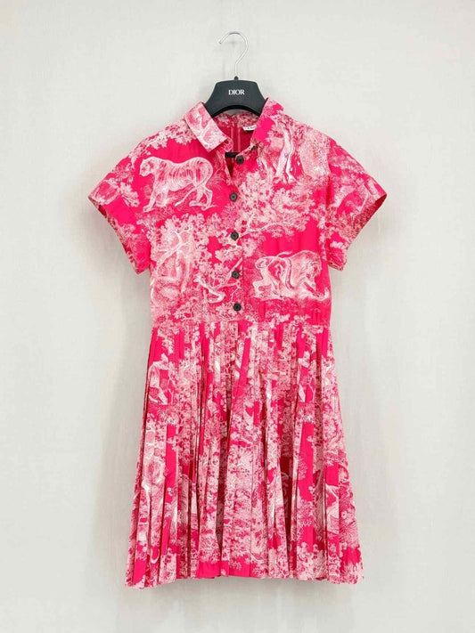 Pre - loved DIOR Red & White Pleated Size US 4 Short Dress at Reems Closet