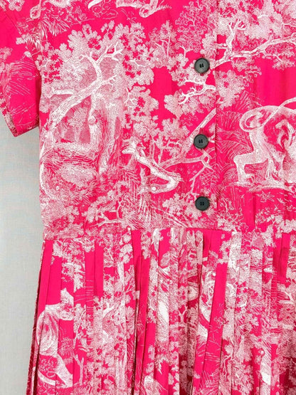 Pre - loved DIOR Red & White Pleated Size US 4 Short Dress at Reems Closet