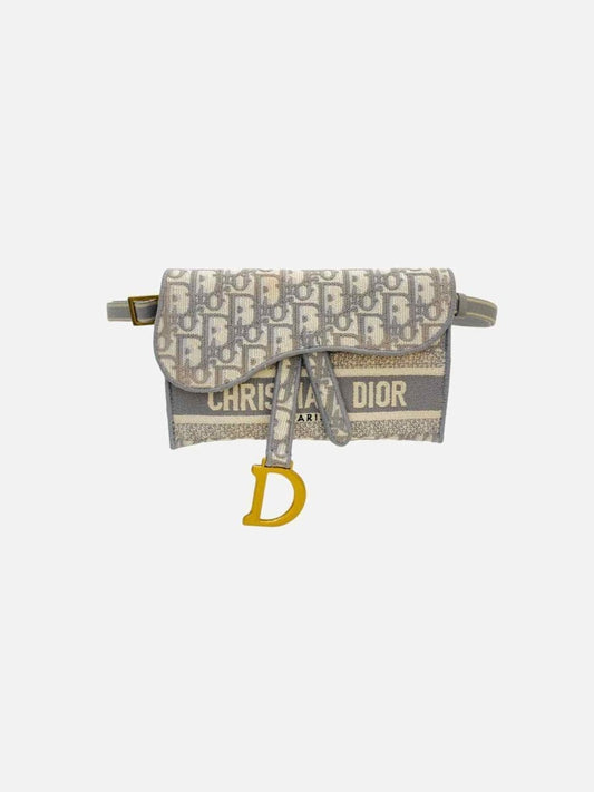 Pre - loved DIOR Saddle Bag Grey Oblique Belt Bag at Reems Closet