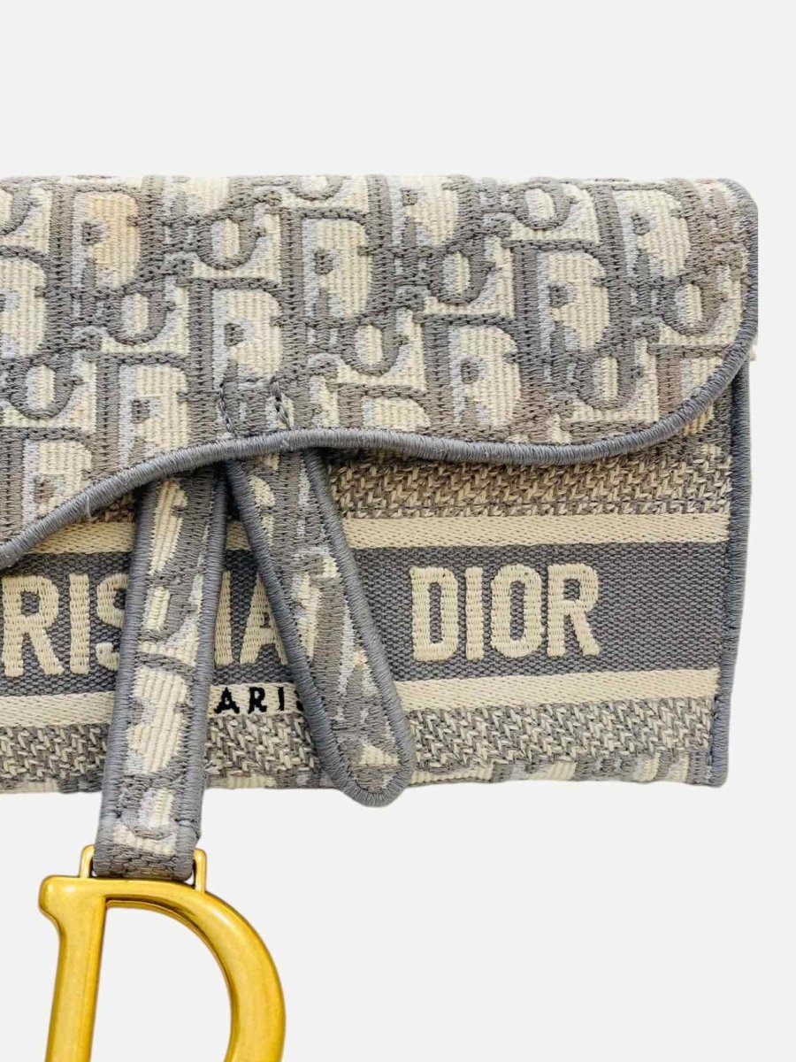 Pre - loved DIOR Saddle Bag Grey Oblique Belt Bag at Reems Closet