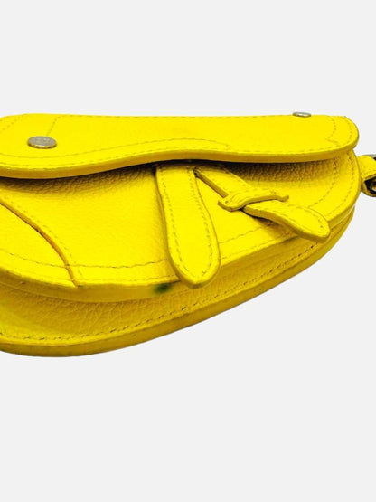 Pre - loved DIOR Saddle Yellow Pouch at Reems Closet