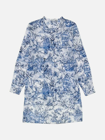 DIOR Sheer White & Blue Size US 8 Short Dress - Reems Closet DIOR Sheer White & Blue Size US 8 Short Dress - Reems Closet