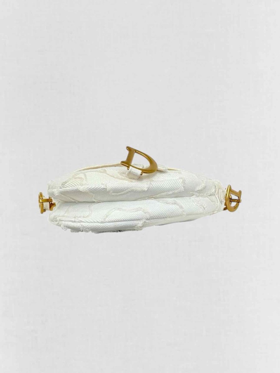 Pre - loved DIOR White Jacquard Saddle Bag at Reems Closet