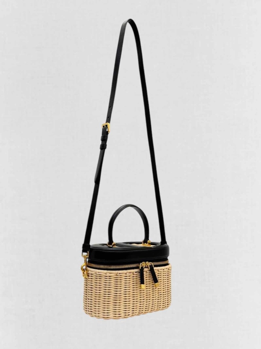 Pre - loved DIOR Wicker CD Black & Beige Top Handle at Reems Closet