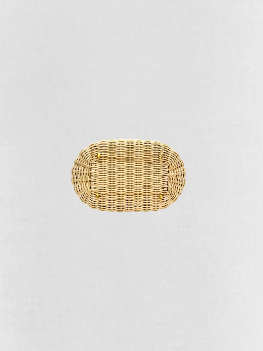 Pre - loved DIOR Wicker CD Black & Beige Top Handle at Reems Closet