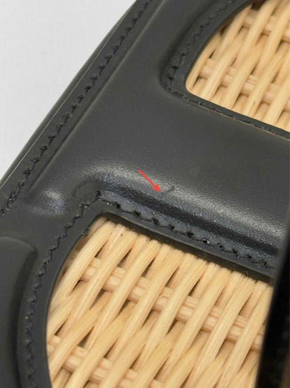 Pre - loved DIOR Wicker CD Black & Beige Top Handle at Reems Closet