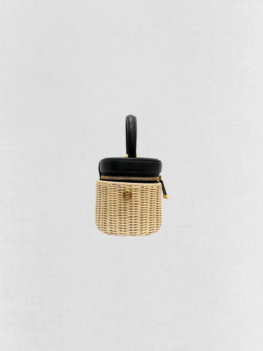 Pre - loved DIOR Wicker CD Black & Beige Top Handle at Reems Closet