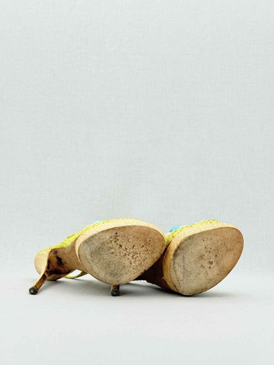 Pre - loved DIOR Yellow Snakeskin Size EU 38.5 Slingbacks at Reems Closet