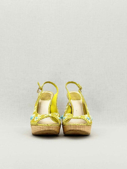 Pre - loved DIOR Yellow Snakeskin Size EU 38.5 Slingbacks at Reems Closet