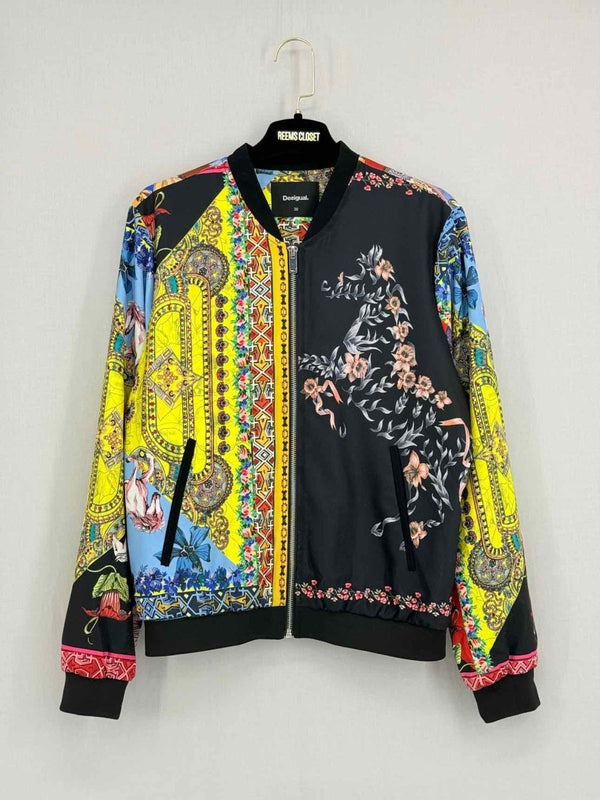 Pre - loved DISIGUAL Black Multicolor Print Size US 2 Jacket at Reems Closet
