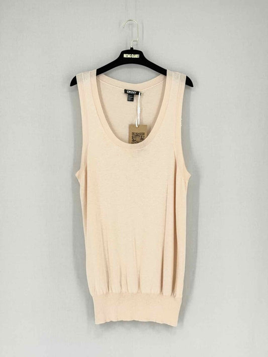 Pre - loved DKNY Beige Knit Size Medium Top at Reems Closet