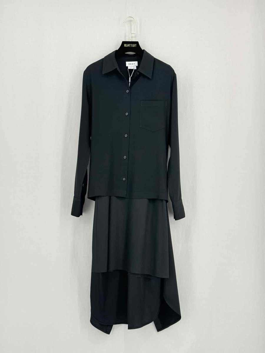 Pre - loved DKNY Black Size Medium Midi Dress at Reems Closet