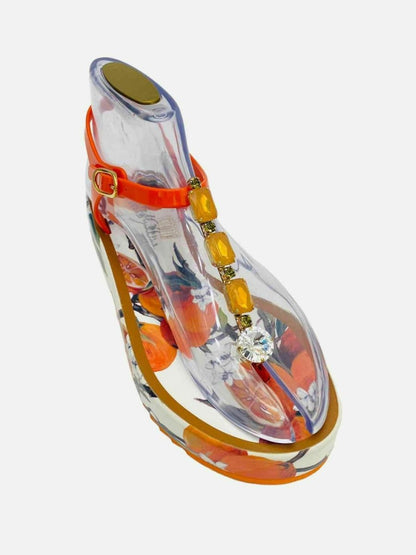 Pre - loved DOLCE & GABBANA Ankle Strap Orange Size EU 38.5 Sandals at Reems Closet