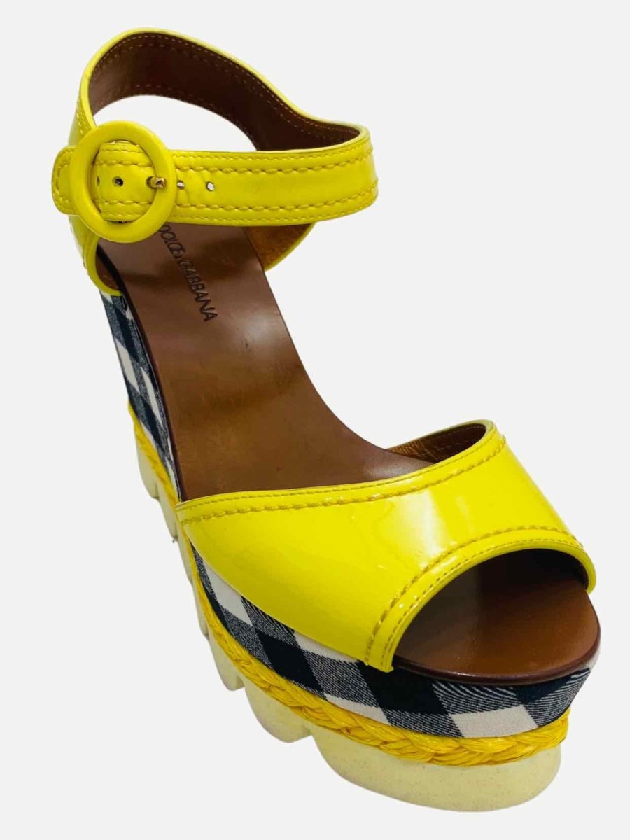 Pre - loved DOLCE & GABBANA Ankle Strap Yellow Wedges 38.5 at Reems Closet