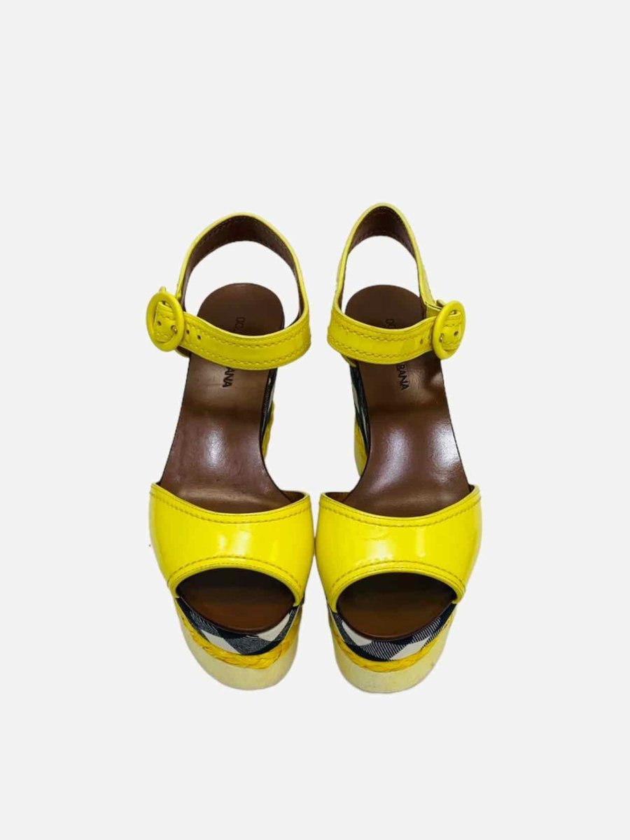 Pre - loved DOLCE & GABBANA Ankle Strap Yellow Wedges 38.5 at Reems Closet