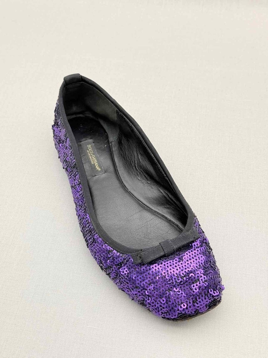 Pre - loved DOLCE & GABBANA Ballet Purple Sequined Size EU 37 Flats at Reems Closet