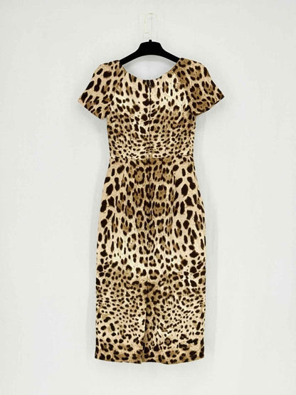 Pre - loved DOLCE & GABBANA Beige Multicolor Size US 0 Midi Dress at Reems Closet