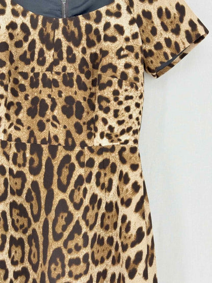 Pre - loved DOLCE & GABBANA Beige Multicolor Size US 0 Midi Dress at Reems Closet