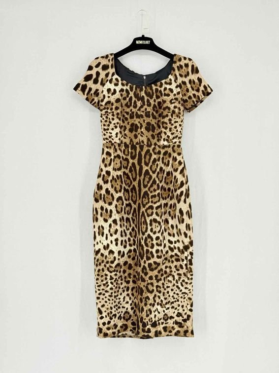 Pre - loved DOLCE & GABBANA Beige Multicolor Size US 0 Midi Dress at Reems Closet