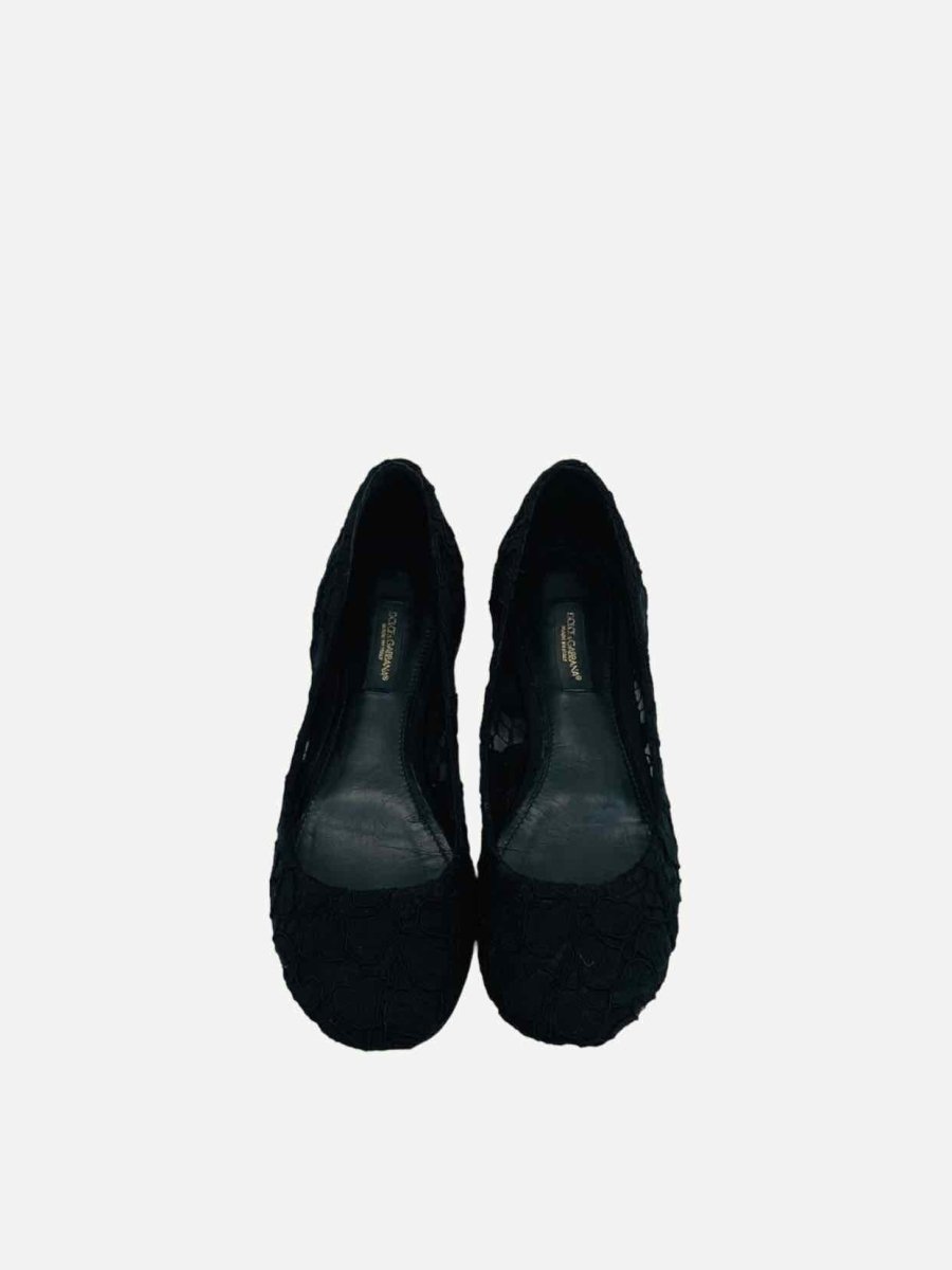 Pre - loved DOLCE & GABBANA Black Ballet Flats at Reems Closet