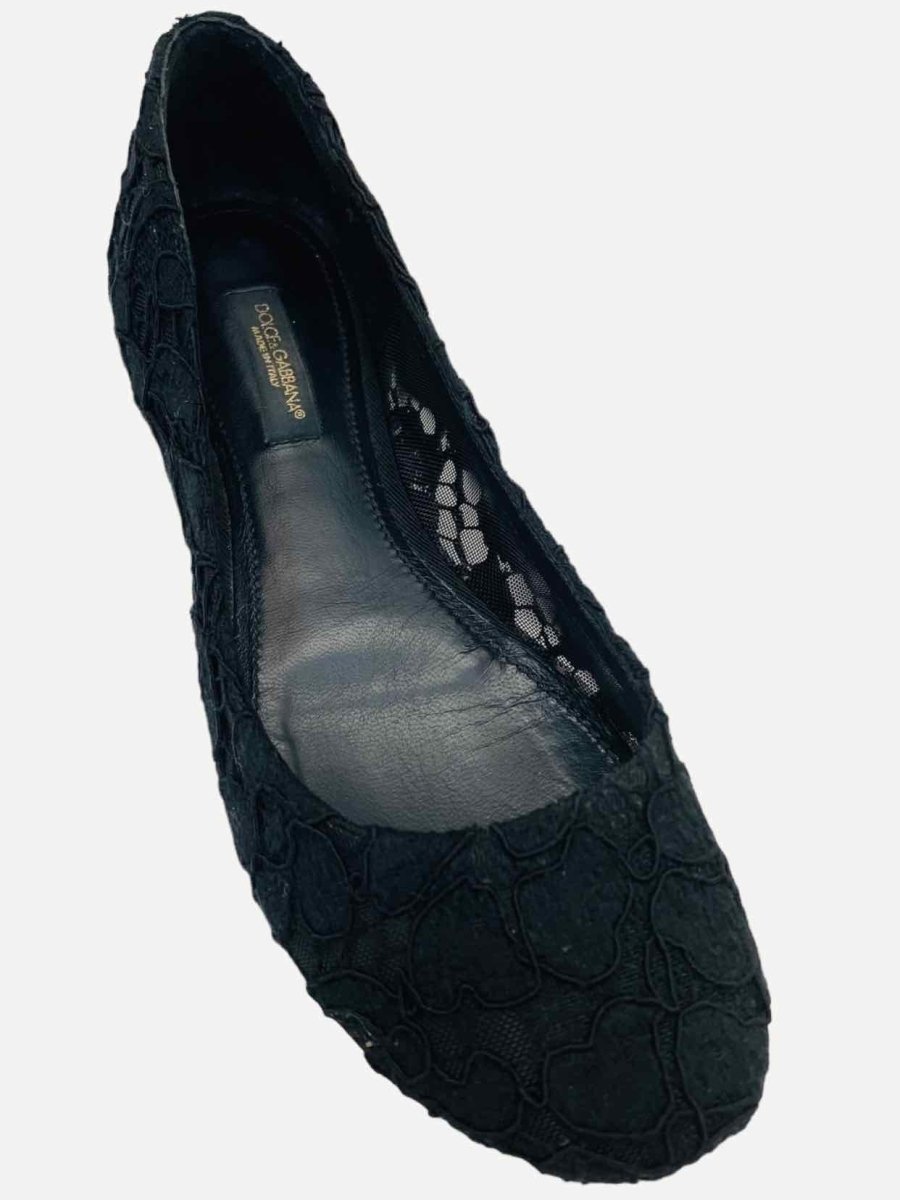 Pre - loved DOLCE & GABBANA Black Ballet Flats at Reems Closet