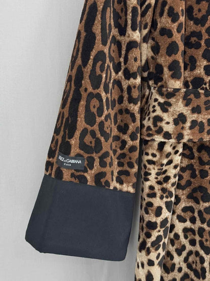 Pre - loved DOLCE & GABBANA Black & Beige Leopard Size US 6 Robe at Reems Closet