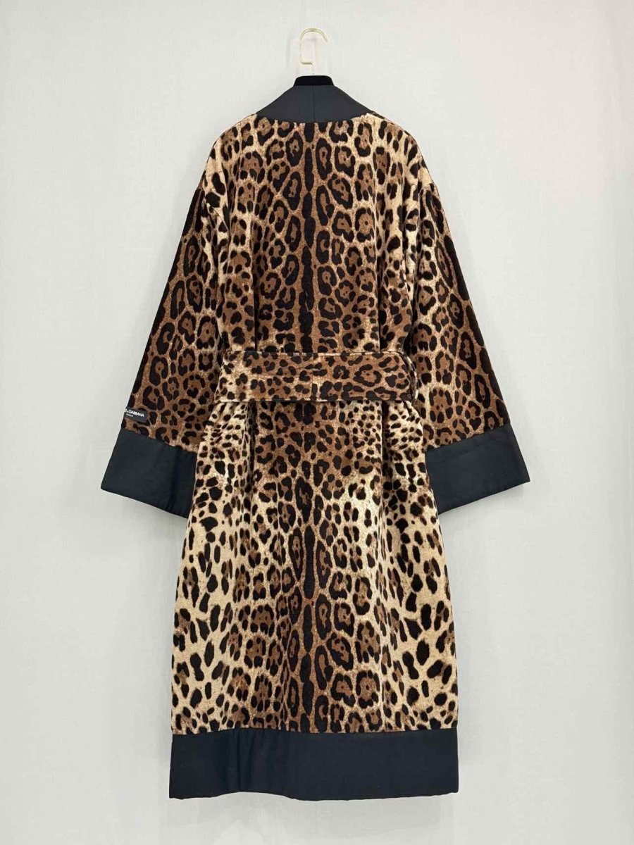 Pre - loved DOLCE & GABBANA Black & Beige Leopard Size US 6 Robe at Reems Closet