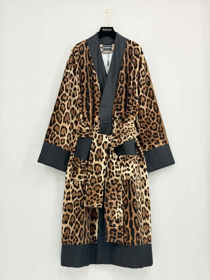 Pre - loved DOLCE & GABBANA Black & Beige Leopard Size US 6 Robe at Reems Closet