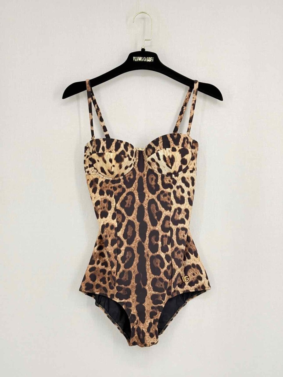Pre-loved DOLCE & GABBANA Black & Beige Size Small Swimsuit at Reems Closet