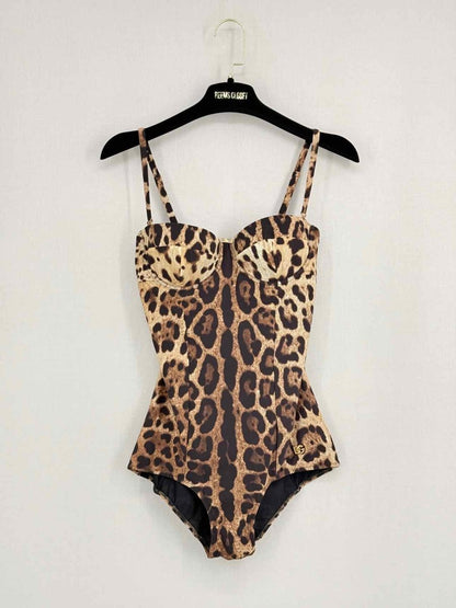 Pre-loved DOLCE & GABBANA Black & Beige Size Small Swimsuit at Reems Closet