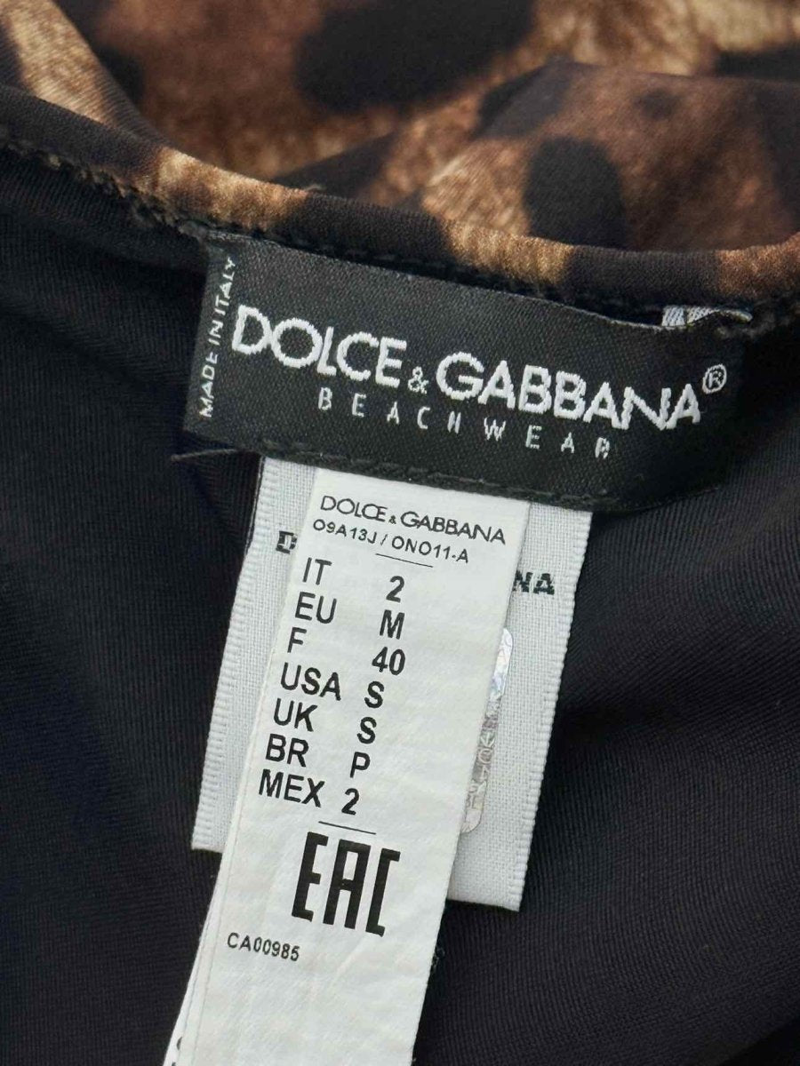 Pre-loved DOLCE & GABBANA Black & Beige Size Small Swimsuit at Reems Closet