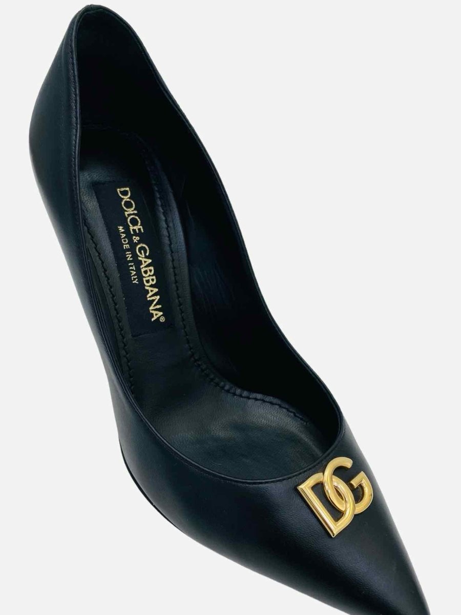 Pre - loved DOLCE & GABBANA Black DG Logo Pumps at Reems Closet