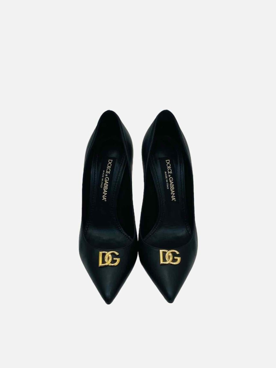 Pre - loved DOLCE & GABBANA Black DG Logo Pumps at Reems Closet