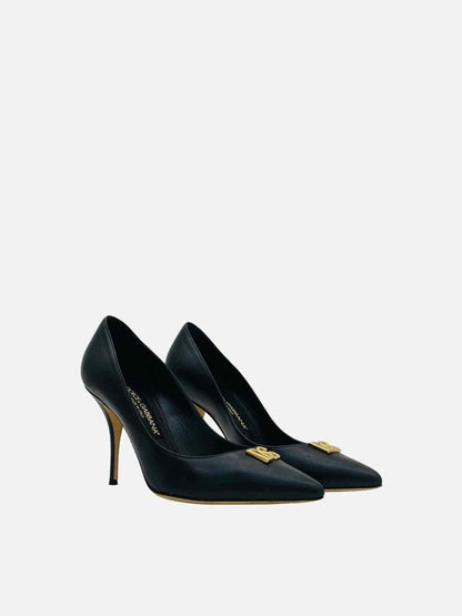 Pre - loved DOLCE & GABBANA Black DG Logo Pumps at Reems Closet