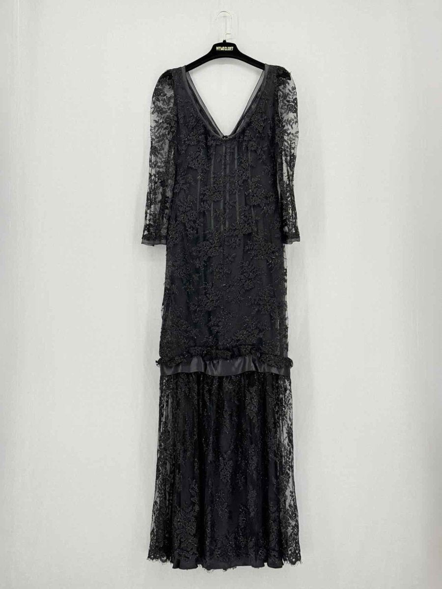 Pre - loved DOLCE & GABBANA Black Floral Size US 4 Long Dress at Reems Closet
