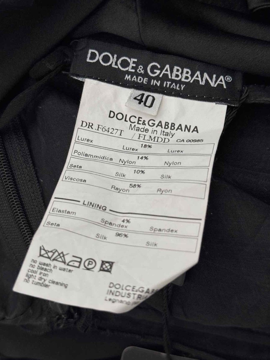 Pre - loved DOLCE & GABBANA Black Floral Size US 4 Long Dress at Reems Closet
