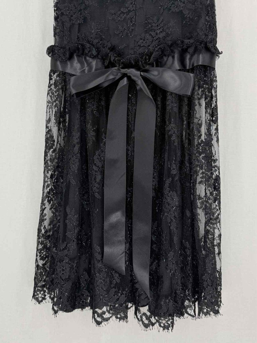 Pre - loved DOLCE & GABBANA Black Floral Size US 4 Long Dress at Reems Closet
