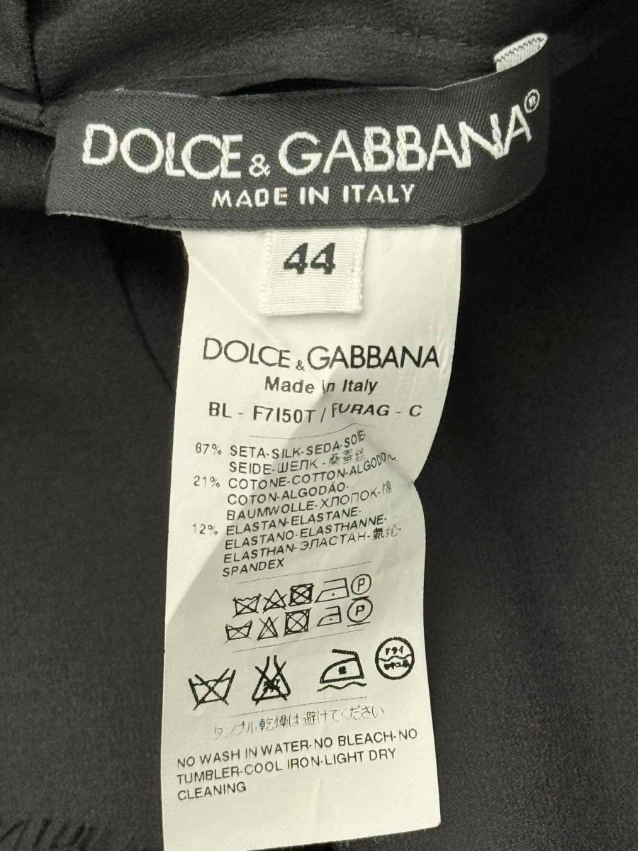 Pre-loved DOLCE & GABBANA Black Floral Trim Size US 8 Blouse at Reems Closet