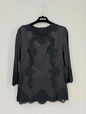 Pre-loved DOLCE & GABBANA Black Floral Trim Size US 8 Blouse at Reems Closet