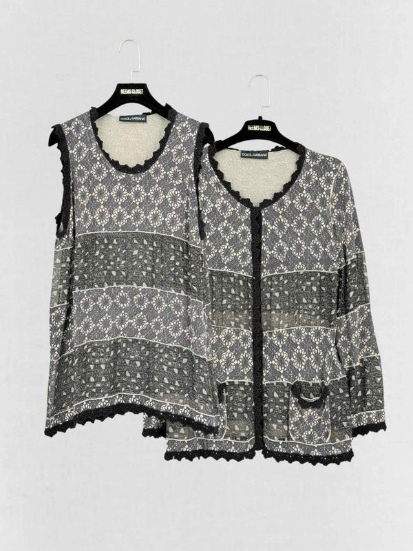 Pre-loved DOLCE & GABBANA Black, Grey & Beige Size US 8/6 Twinset at Reems Closet