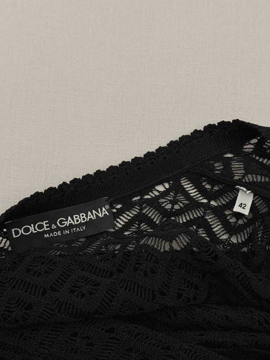 Pre-loved DOLCE & GABBANA Black Jacquard Size US 6 Cardigan at Reems Closet