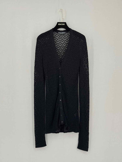 Pre-loved DOLCE & GABBANA Black Jacquard Size US 6 Cardigan at Reems Closet
